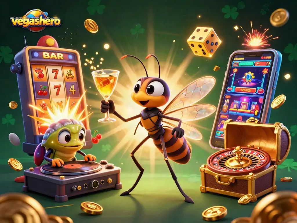 Experience the vibrant excitement of vegashero with a dynamic casino scene featuring a unique mascot and thrilling game elements.