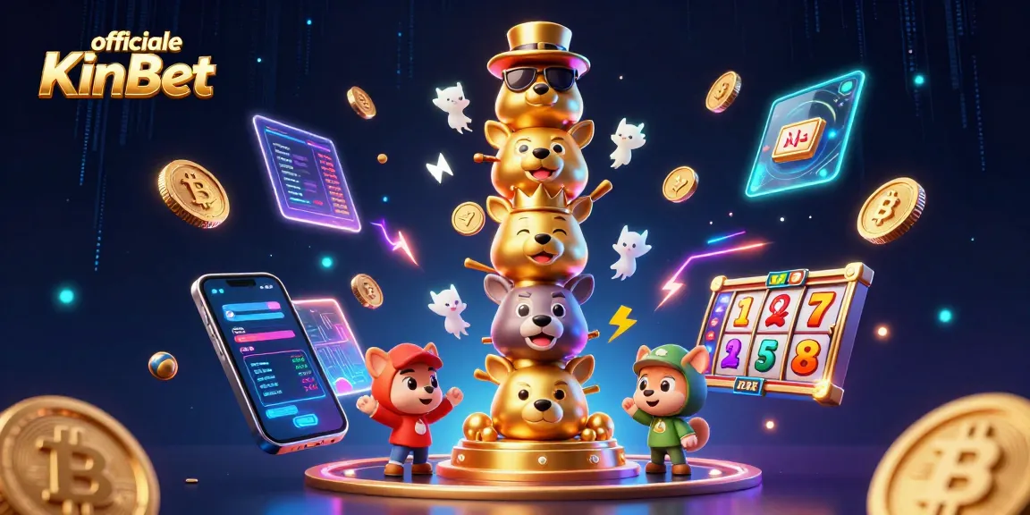 Engage with thrilling gaming action at officiële KinBet featuring vibrant casino symbols and characters.
