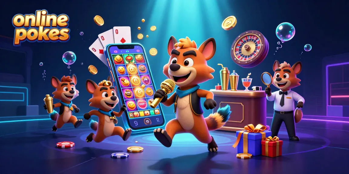 Experience the excitement of online pokies as hyenas bring the casino to life in this vibrant 3D illustration.